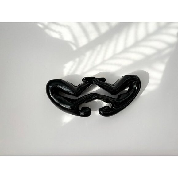 Vintage MCM Black Ceramic Royal Haeger Lovers Modernist Statue - Picture 6 of 8